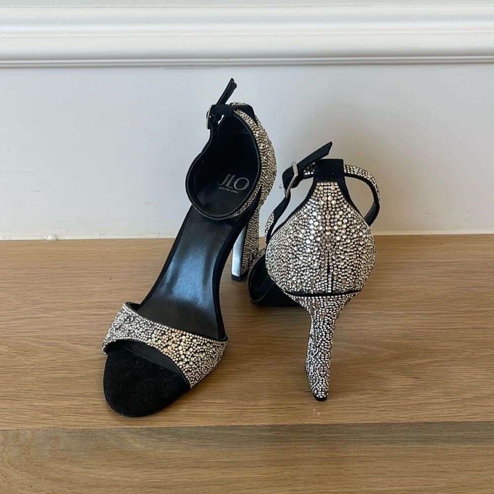 Jennifer Lopez bedazzled, black and silver heels - worn once